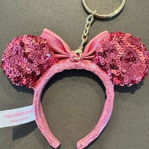 Tokyo Disney Resort Japan Minnie Ears Sequin Pink Headband Labubu Keychain NWT